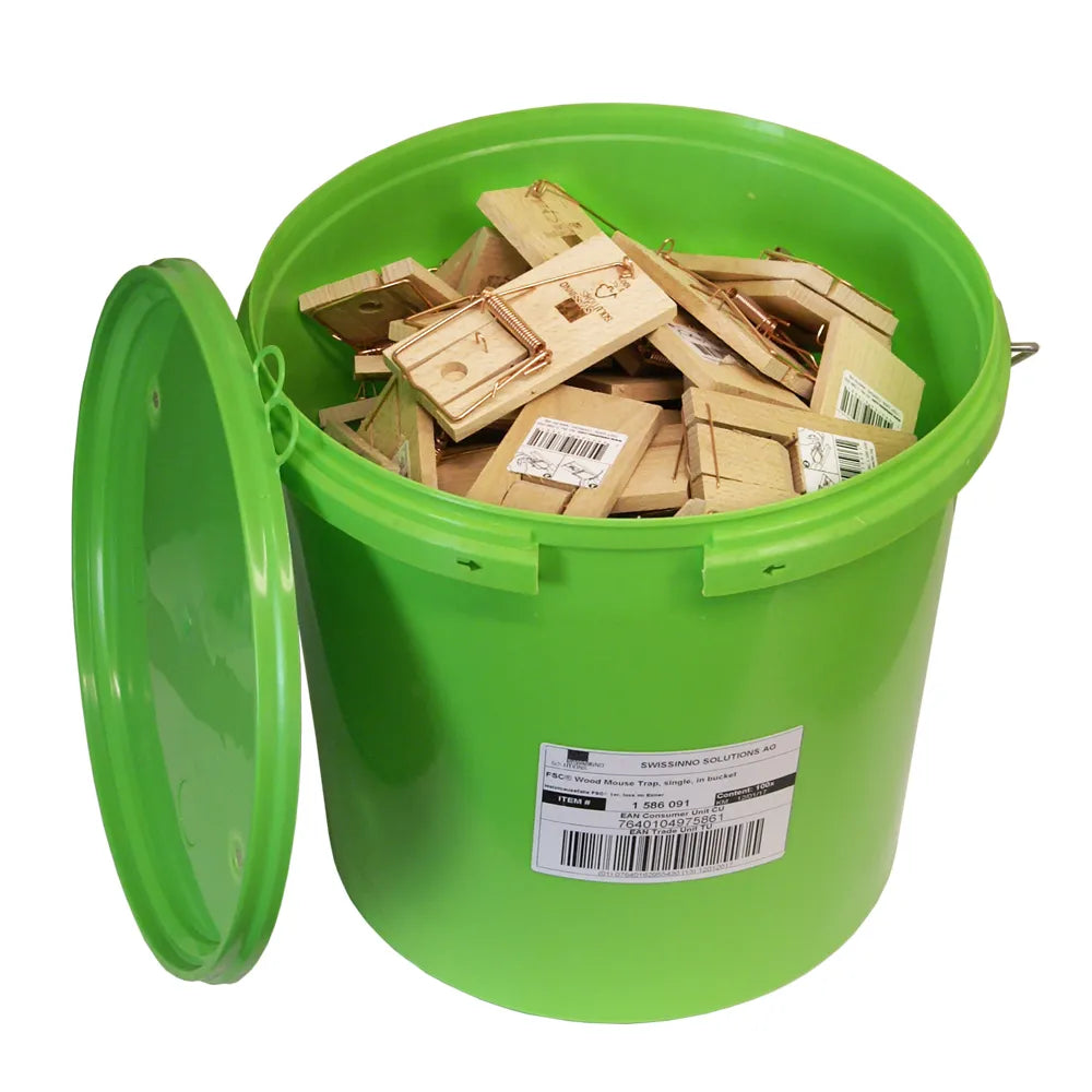 Houten muizenvallen 100 st. in emmer