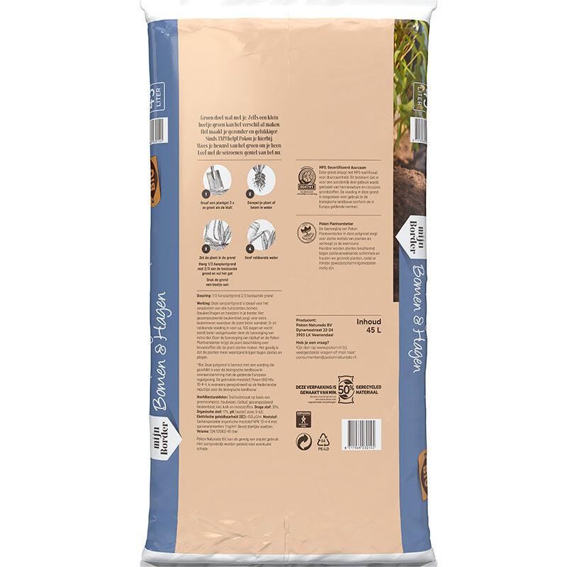 Pokon Bio Aanplantgrond Tuinplanten, Bomen & Hagen Turfvrij 45 liter