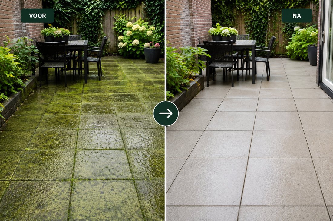 🏡 Groene Aanslag op je Terras Verwijderen: De Complete Gids voor een Schoon en Veilig Terras